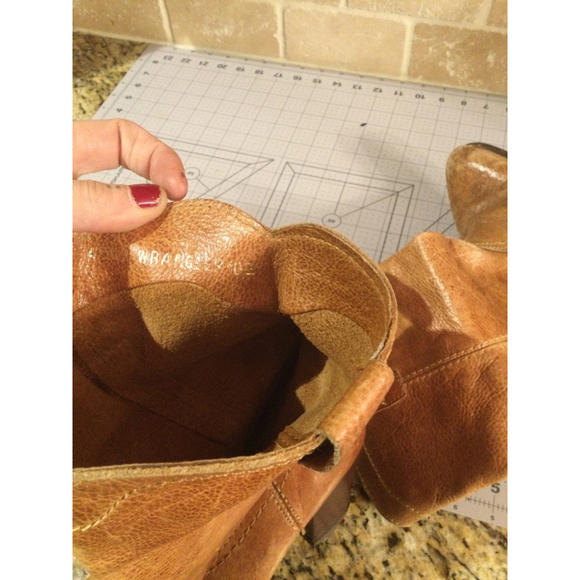 Women's Wrangler Brown Leather Cowboy Boots Size 6.5 - Picture 5 of 5